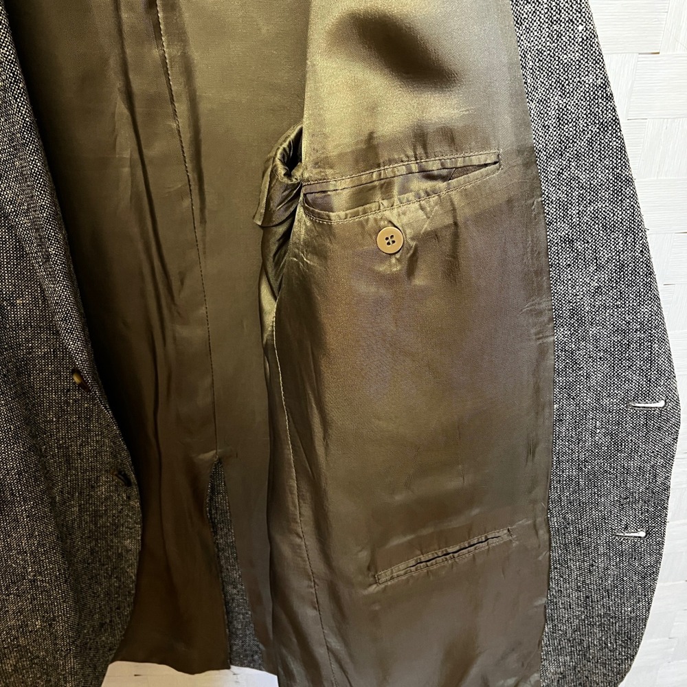 Deansgate Blazer Sport Coat Black & White Birdseye 100% Silk Fully Lined 44L‎ - Picture 8 of 9
